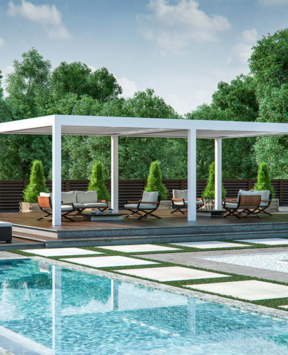 Motorised Louvers Pergola outdoor sunshade malaysia